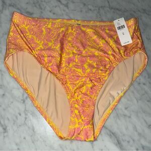 Anthropologie Pink and Yellow Floral Bikini Bottom Medium New